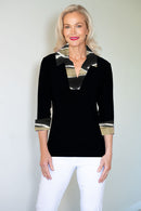 5194 Crystal Trim Polo - Black/Leaf