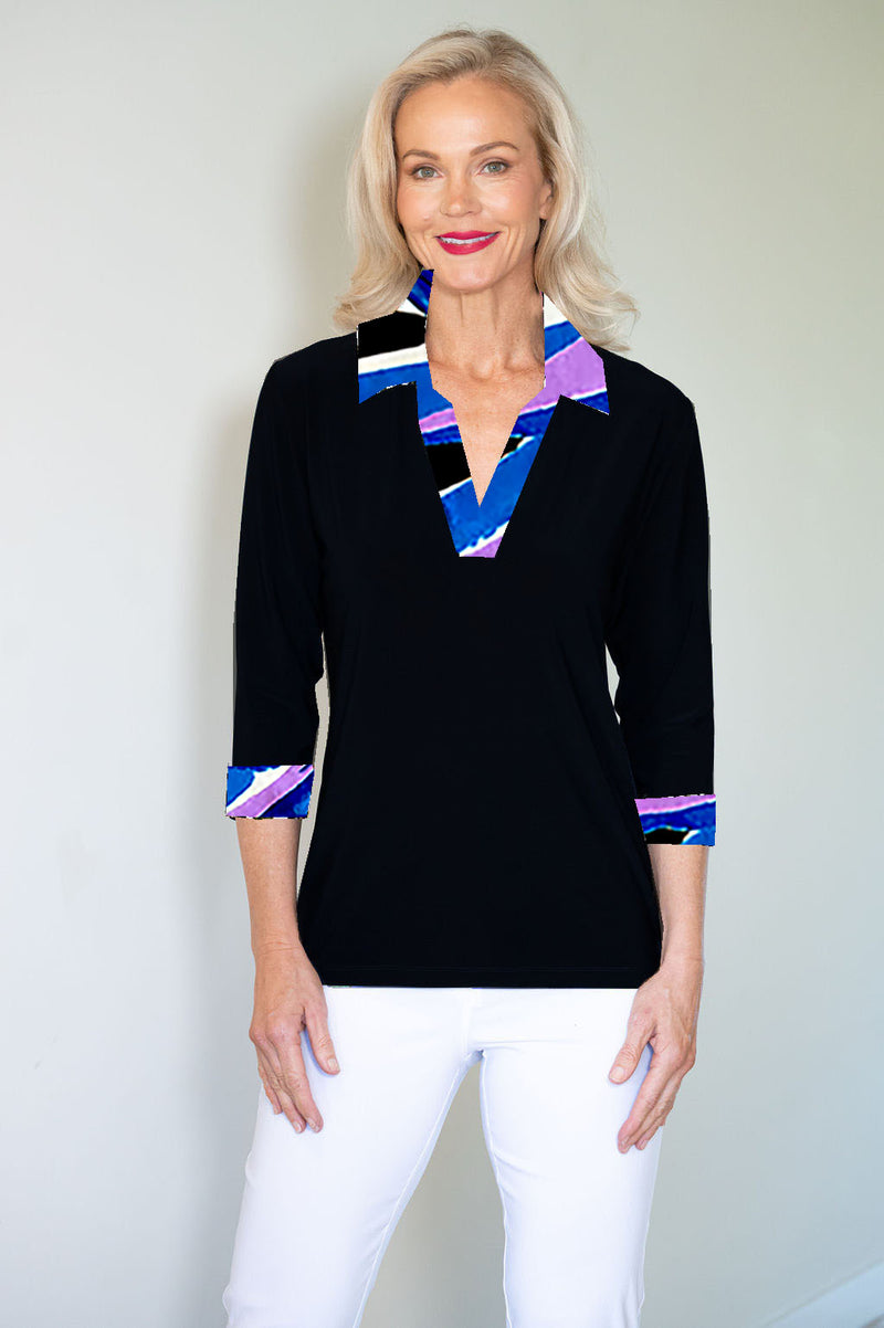 5194 Crystal Trim Polo - Black/Prism