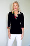 5194 Crystal Trim Polo -  Black/White Flower