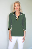 5194 Crystal Trim Polo - Khaki/Earth