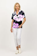 5194 S/S Crystal Trim Polo - Lavender Flower