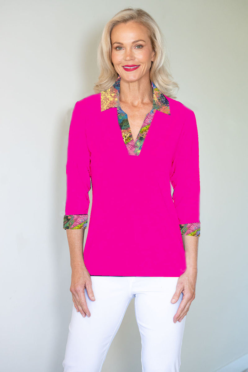 5194 Trim Polo - Pink/Inka