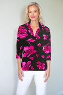 5194 Crystal Trim Polo - Pink Flower