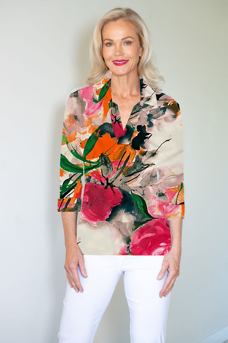 5194 Crystal Trim Polo -  White Flower