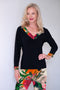 5216 V Band L/S Top - Black/White Flower