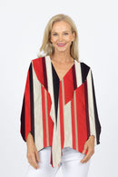 5106 Slimmer Frill Top -  Red/Black