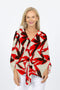 5106 Slimmer Frill Top -  Red/Grey