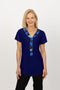 5225 Scarf Top - Navy/Tropical
