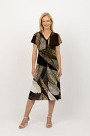 5226 Scarf Dress - Multi Leaves
