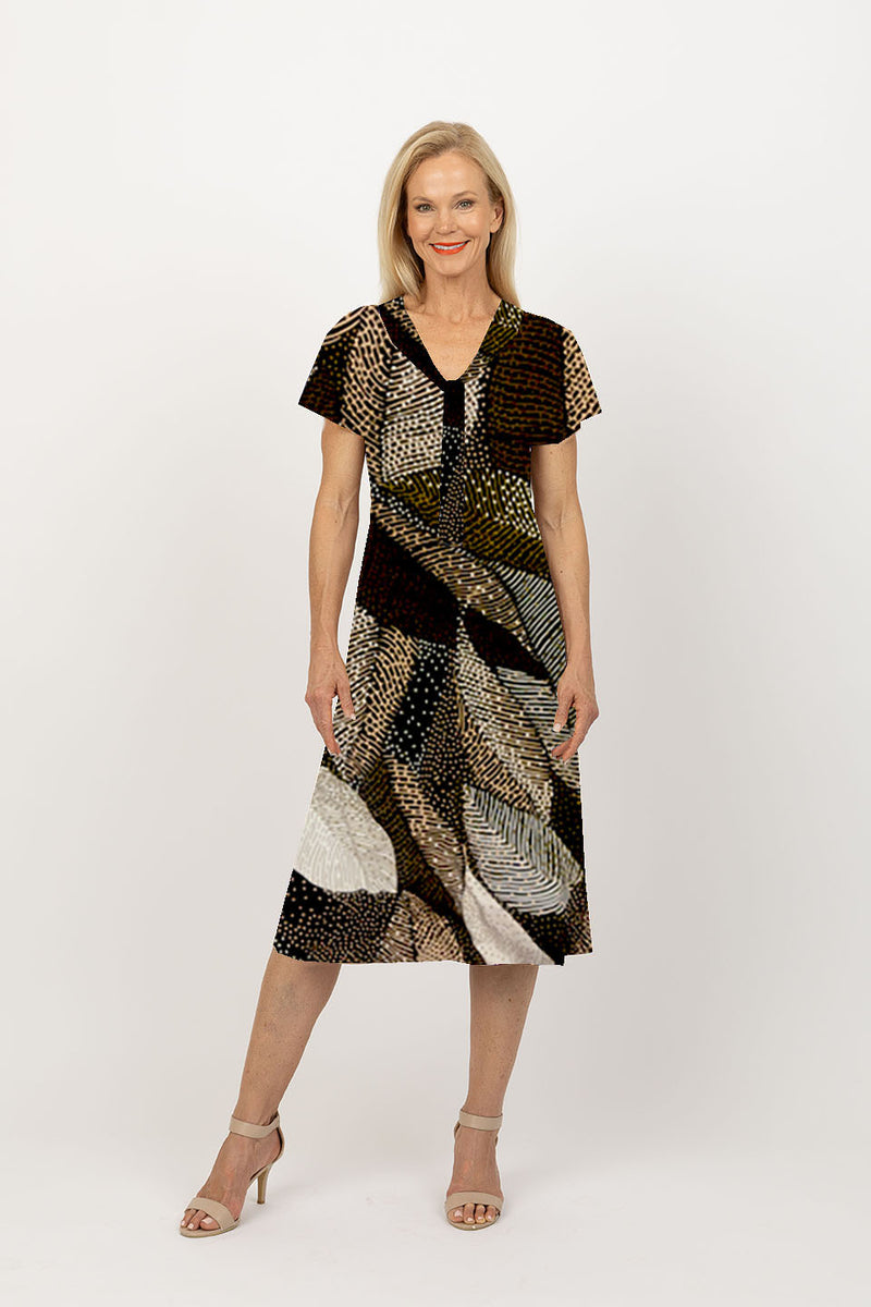 5226 Scarf Dress - Multi Leaves