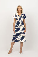 5226 Scarf Dress - Navy Swirl