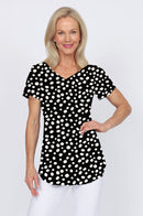 5249 Two Way Top - Blk/Wht Spot