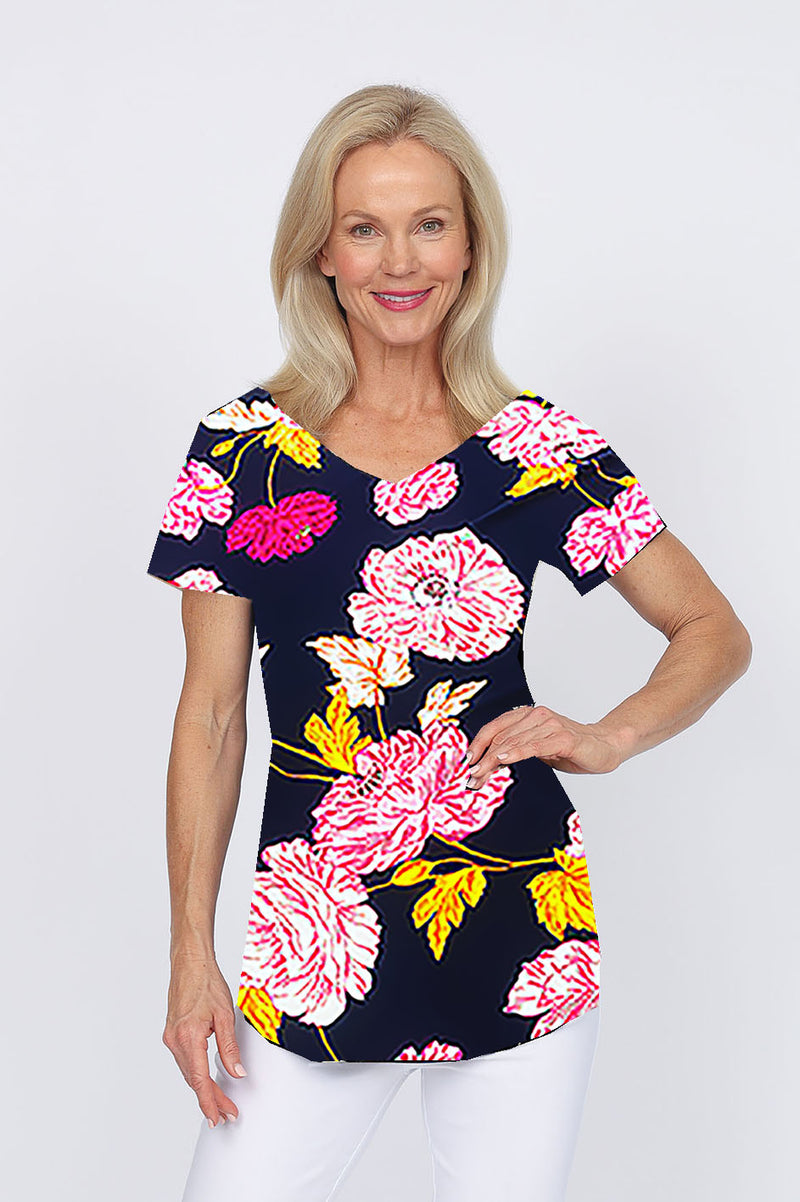 5249 Two Way Top - Navy Flower