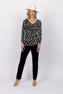 5263 Sorento L/S Raglan - Blk/Wht Spot