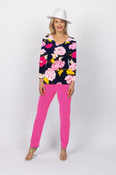 5263 Sorento L/S Raglan - Navy Flower