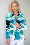 5313 Embellished Zip Cardi - Green Leaves