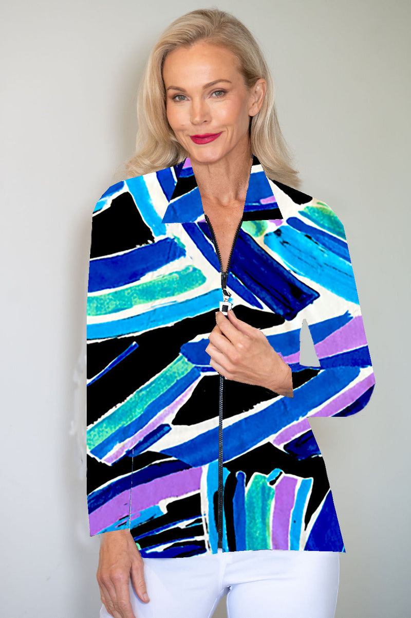 5313 Embellished Zip Cardi - Prism