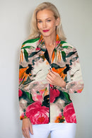 5313 Embellished Zip Cardi - White Flower