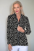 5313 Embellished Zip Cardi - Blk/Wht Spot
