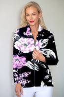 5313 Embellished Zip Cardi - Lavender Flower