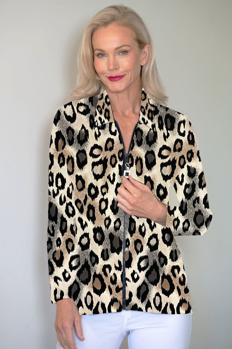 5313 Embellished Zip Cardi - Lynx