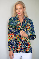 5313 Embellished Zip Cardi - Seascape