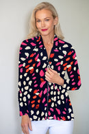 5313 Embellished Zip Cardi - Splash