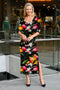 5321 3/4 Sleeve Long Dress - Flowers