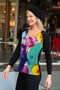 5327 L/S Print Front Raglan - Blk/Sunrise