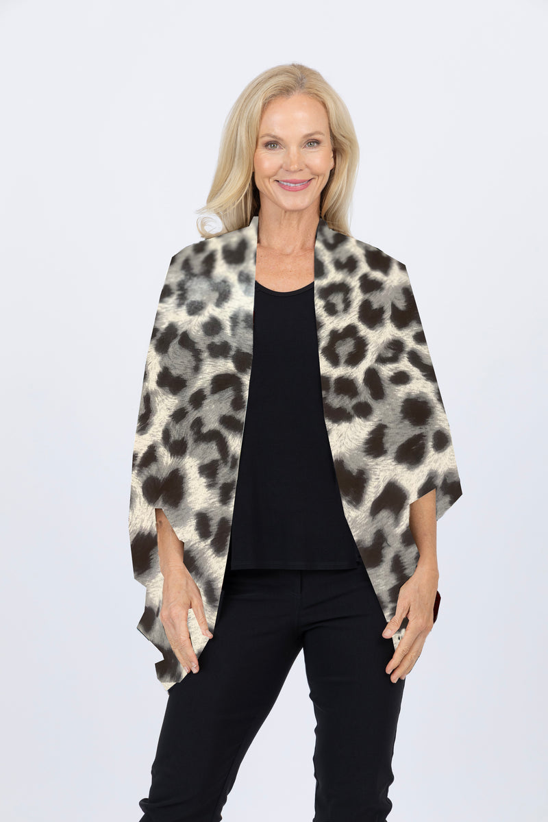 5328 Kimono Cardi - Leopard Charcoal