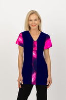 5338 Contrast Two Way Top - Ink/Pink Lily