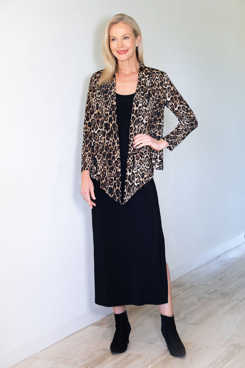 5064 Short Drape Cardi - Leopard Love