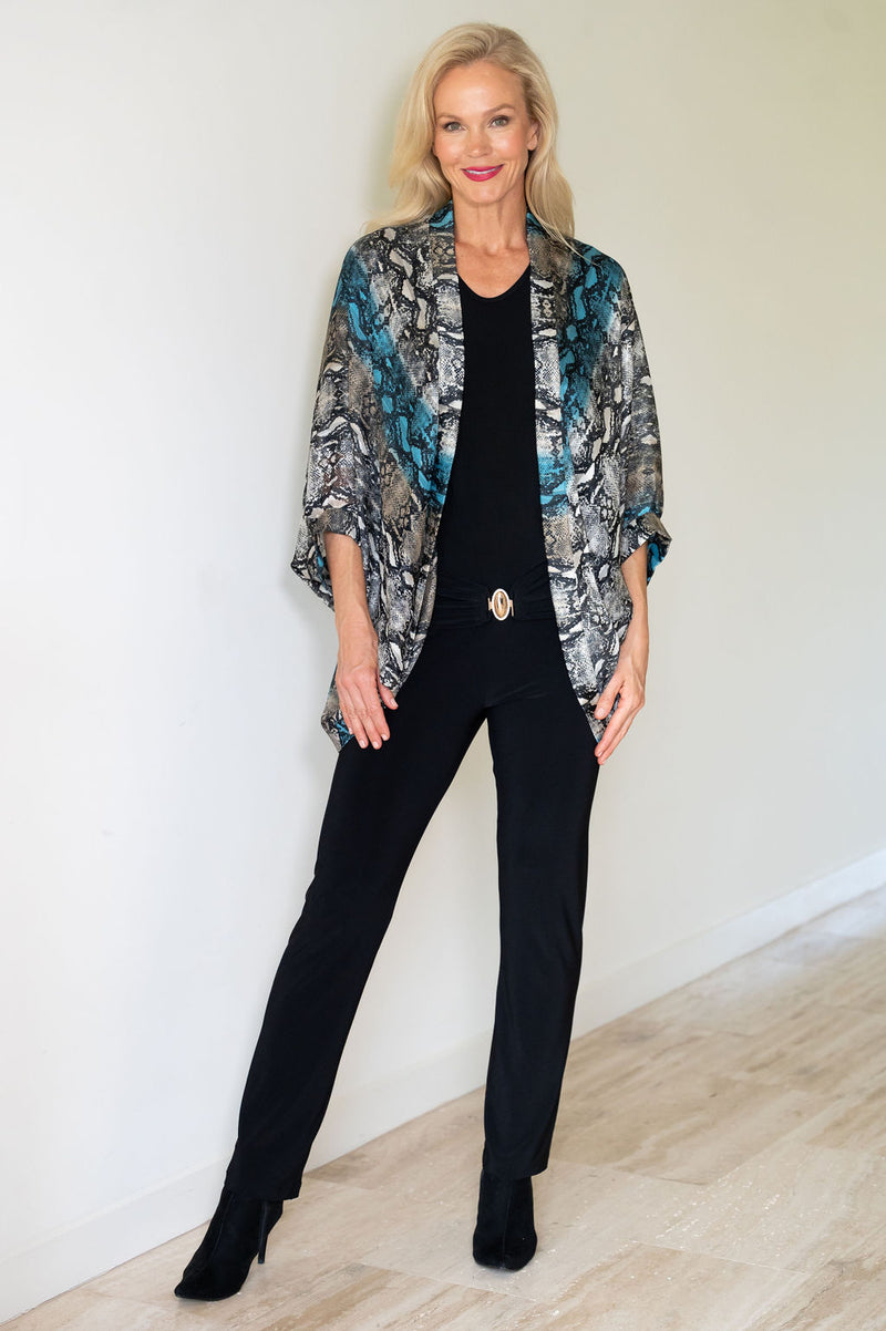 5328 Kimono Cardi - Snake Aqua