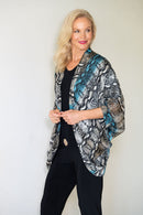 5328 Kimono Cardi - Snake Aqua