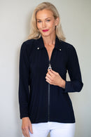 5313 Embellished Zip Cardi - Navy/Ink