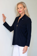 5313 Embellished Zip Cardi - Navy/Ink