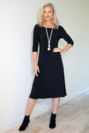 5191 3/4 Sleeve Two Way Dress - Black