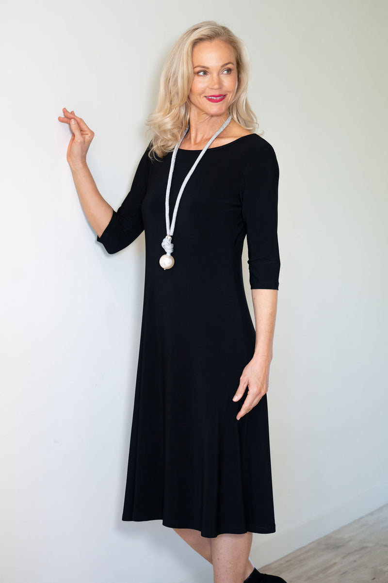 5191 3/4 Sleeve Two Way Dress - Black