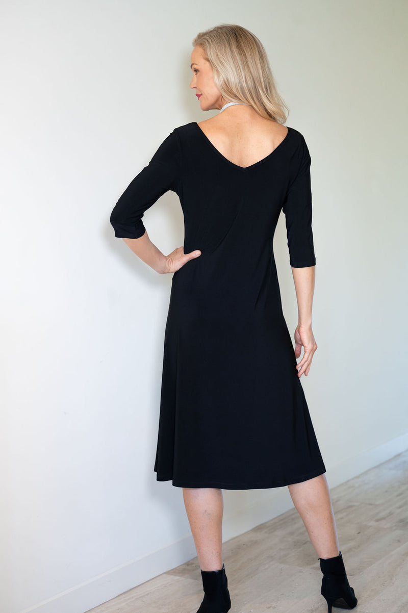 5191 3/4 Sleeve Two Way Dress - Black