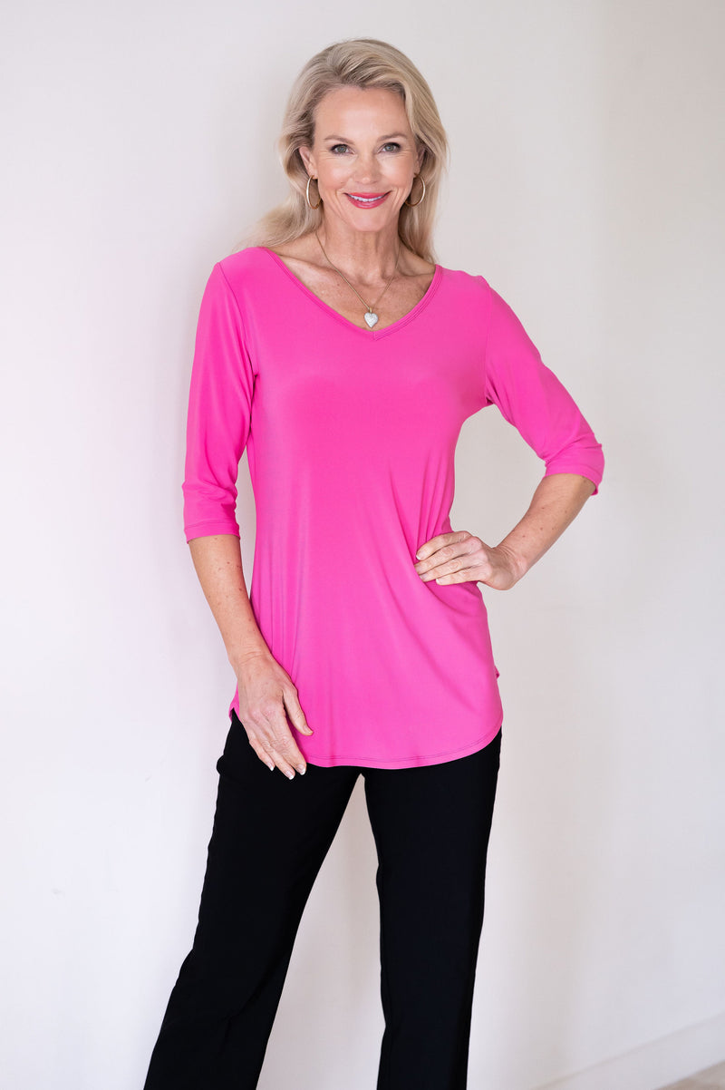 5317 3/4 Sleeve Two Way Top -  Pink