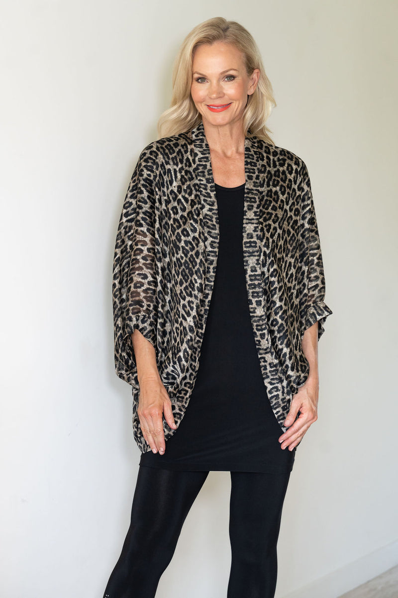 5328 Kimono Cardi - Lurex Leopard