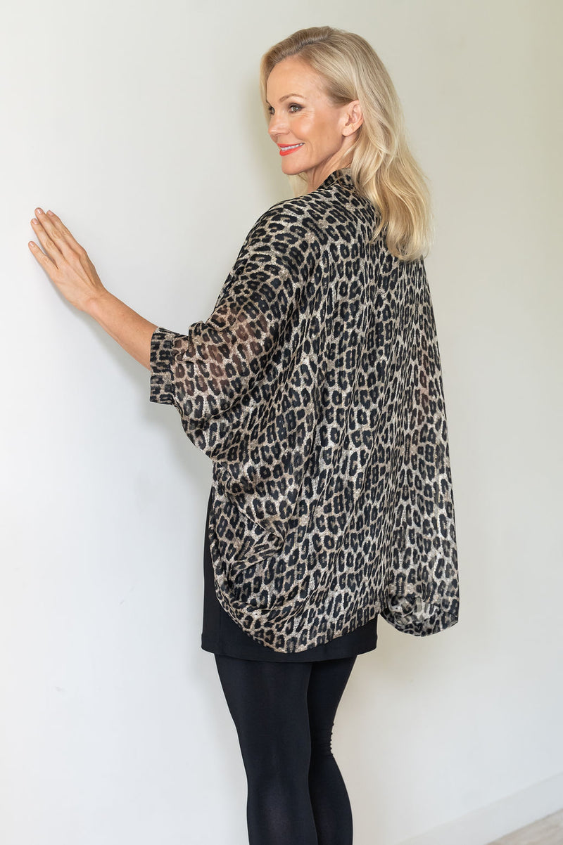 5328 Kimono Cardi - Lurex Leopard