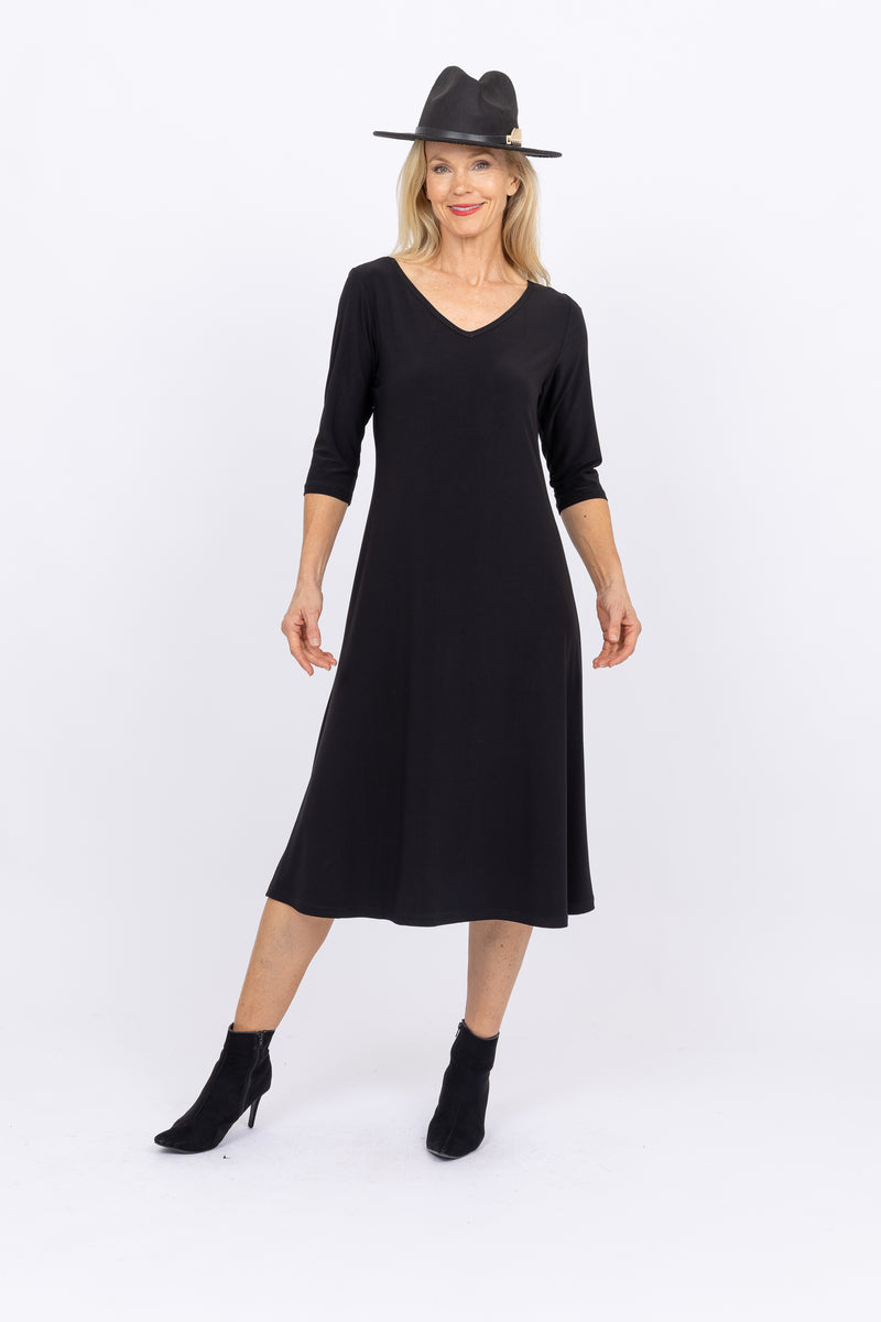 5191 3/4 Sleeve Two Way Dress - Black
