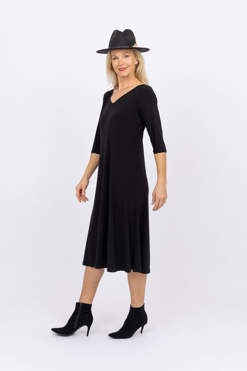 5191 3/4 Sleeve Two Way Dress - Black