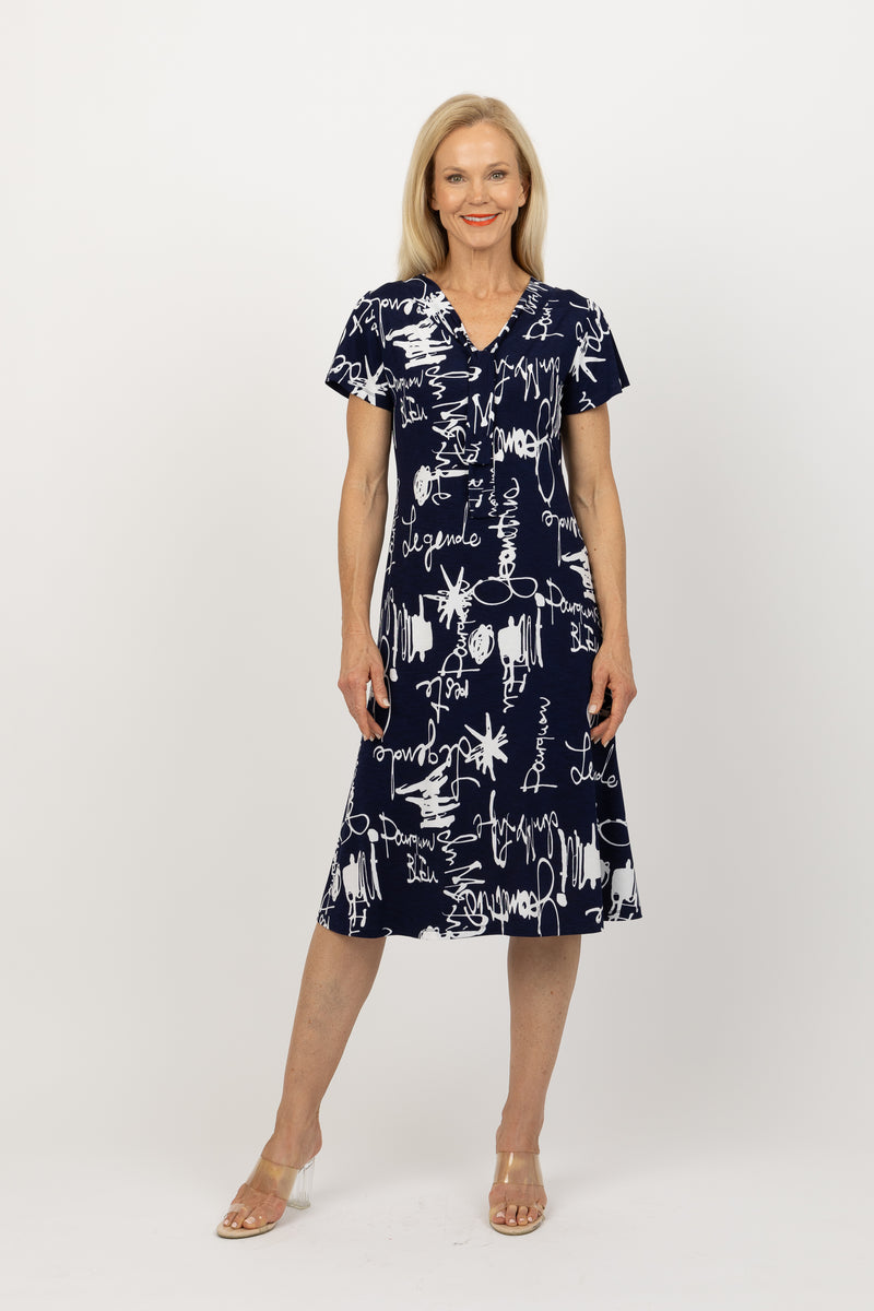 5226 Scarf Dress - Squiggle