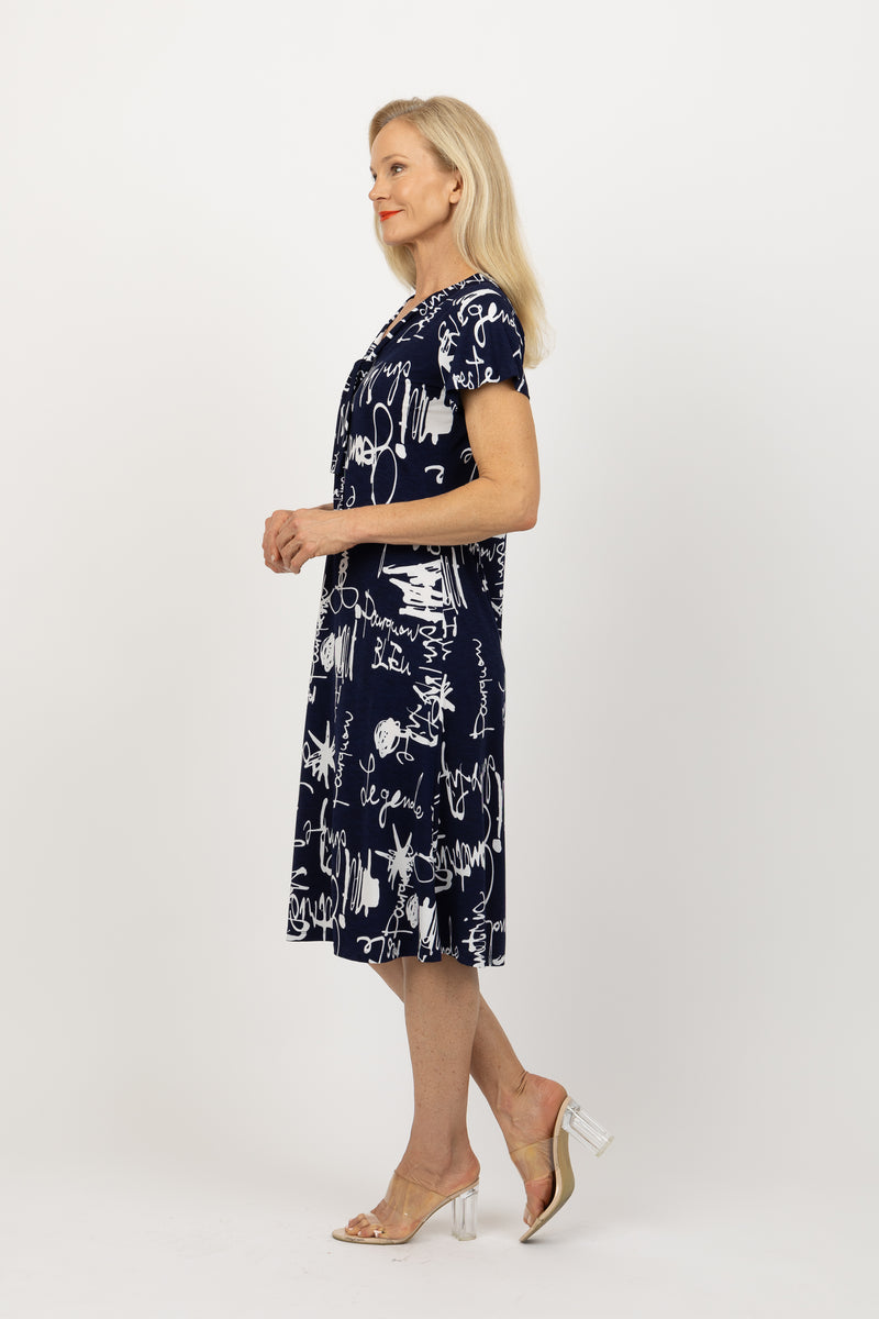 5226 Scarf Dress - Squiggle