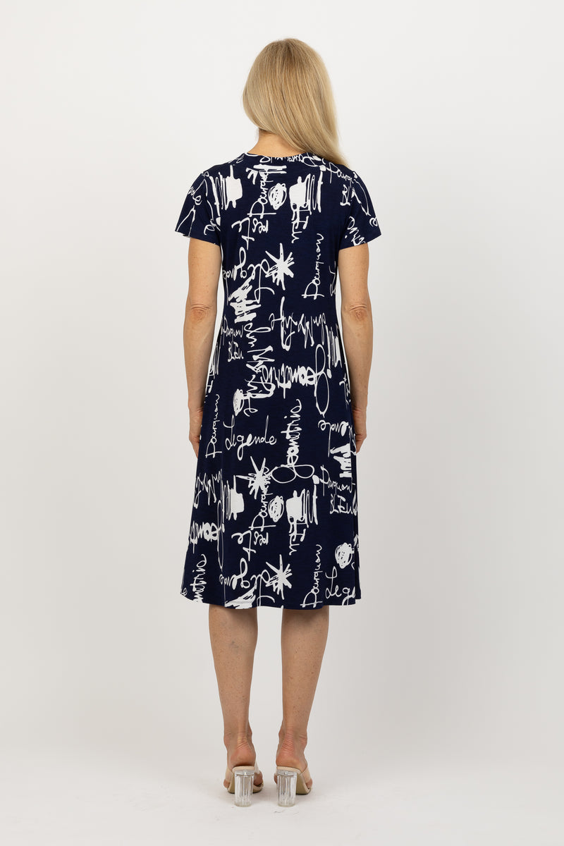 5226 Scarf Dress - Squiggle