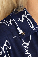 5194 Crystal Trim Polo - Squiggle (Navy/White)