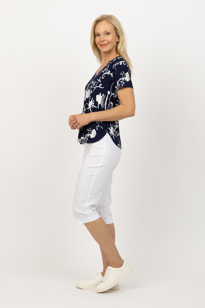 4236E Sorento Short Sleeve Raglan - Squiggle (Navy/White)