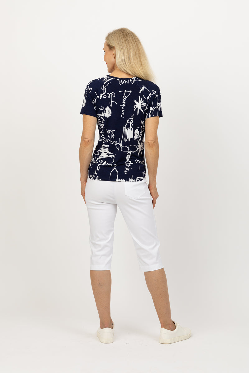 4236E Sorento Short Sleeve Raglan - Squiggle (Navy/White)